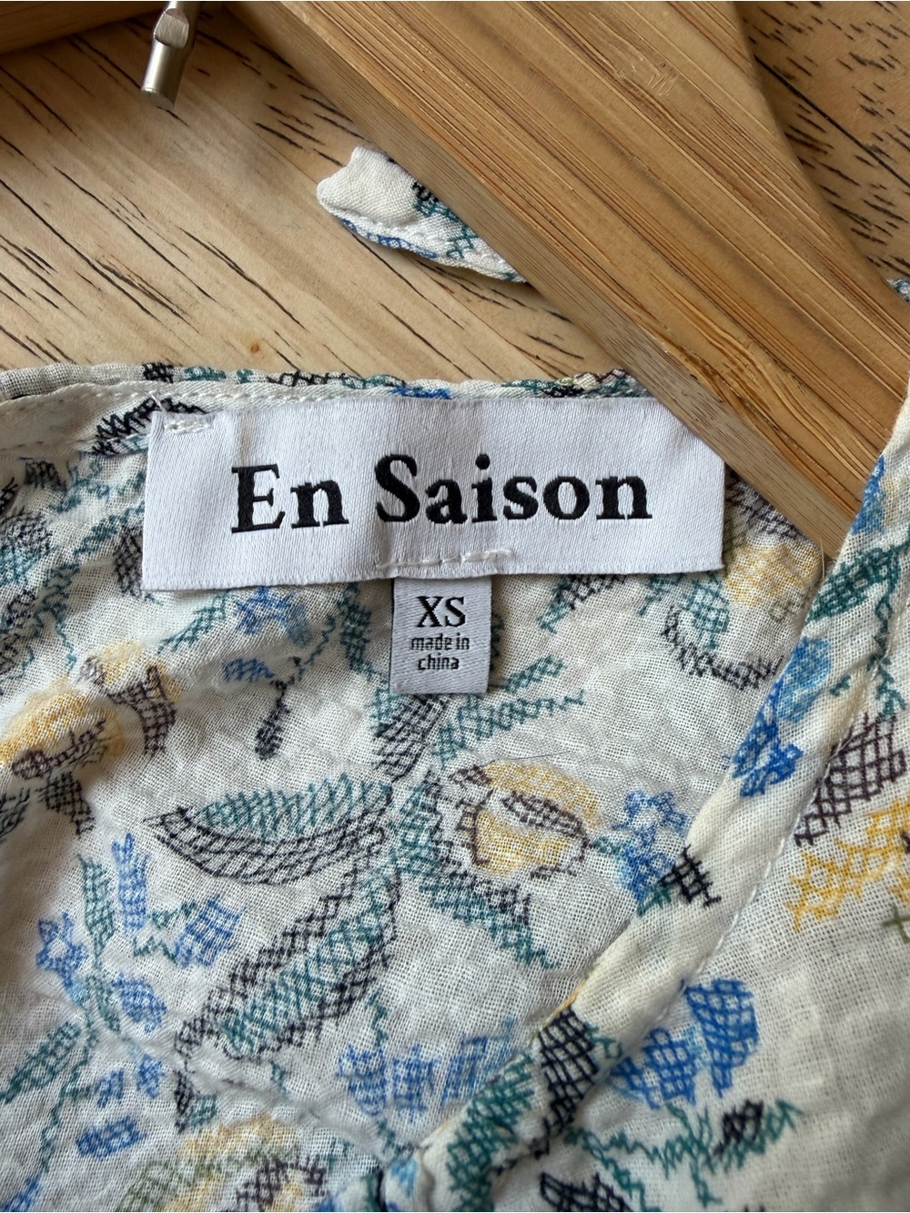 En Saison Floral Puff-Sleeve Midi Dress in Blue, Yellow, Cream - Picture 2 of 8